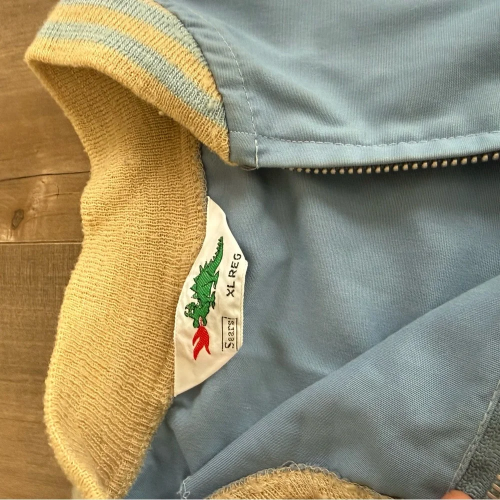 Vintage Sears Zip Up Jacket Bomber Style‎ XL Regular Powder Blue Dragon Logo